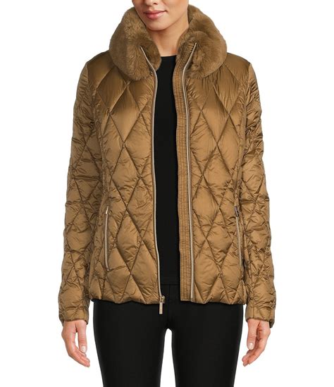 michael kors long down coat fur collar|Faux Fur.